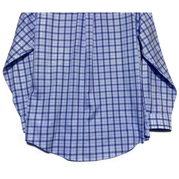 Nordstrom Button Up Shirt Men's Size Medium Blue White Plaid Long Sleeve - Picture 6 of 7